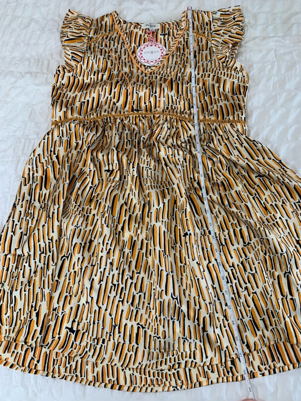 NWT Umgee Yellow Printed V-Neck Mini Dress with Flutter Sleeves - Picture 11 of 16